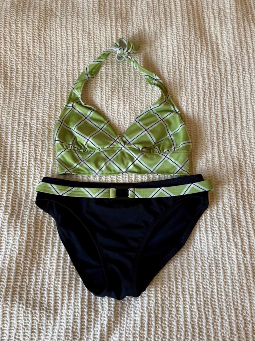 Vintage Merona Green Plaid Bikini Set